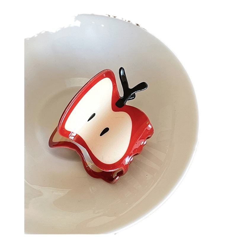 Süße und niedliche rote kleine Klammer für Damen, Sommer 2024, neue Haarklammer für den Hinterkopf, Hai-Clip für junge Erwachsene, Internet-Promi_voghion.com