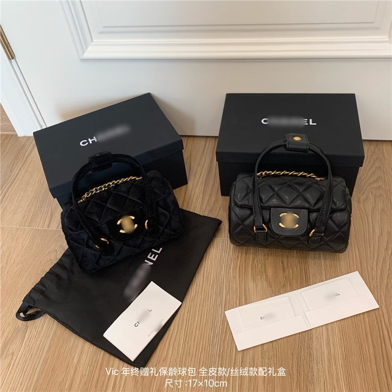 香vc年末プレゼントボーリングバッグ全皮/ベルベットチェーン斜めショルダー菱格円筒ハンドバッグとギフトボックス