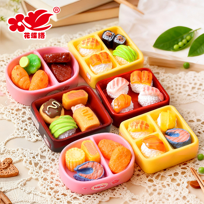 二代卡通仿真便当盒食玩配件 娃娃屋寿司卷牛排diy装饰品桌面摆件