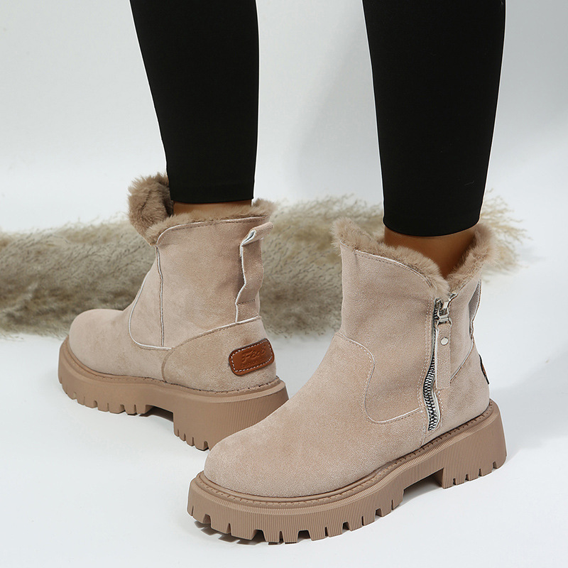 Snowboots dames suède korte winterlaarzen met bontvoering_voghion.com