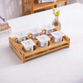 现代简约竹制老酸奶收纳盒创意木质家用商用杯架超市酸奶收纳托盘