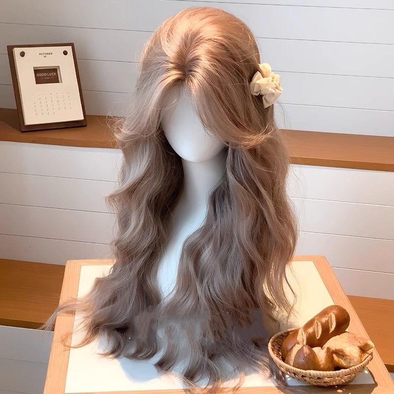 Connie [Fluffy Bunny] Sladká a roztomilá vodní vlnka Síťka na dlouhé vlnité vlasy Celebrity Lolita Face-Lifting Paruka pro snížení věku celé hlavy