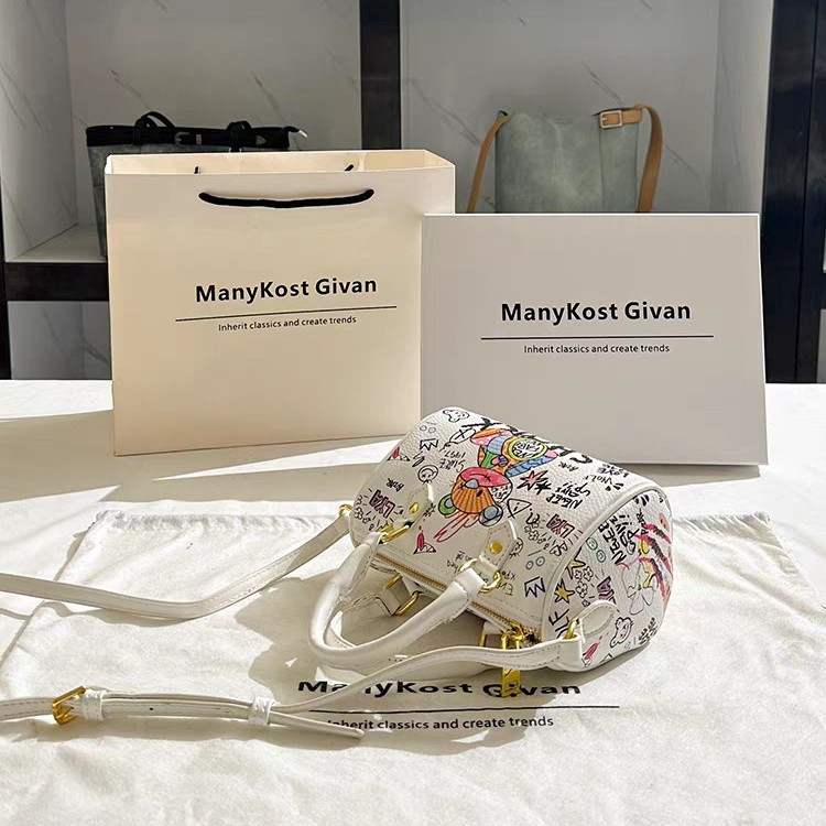 Borsa a tracolla con stampa graffiti a forma di orsacchiotto, borsa a cuscino, borsa a tracolla alla moda, borsa a mano di nicchia con stampa._voghion.com