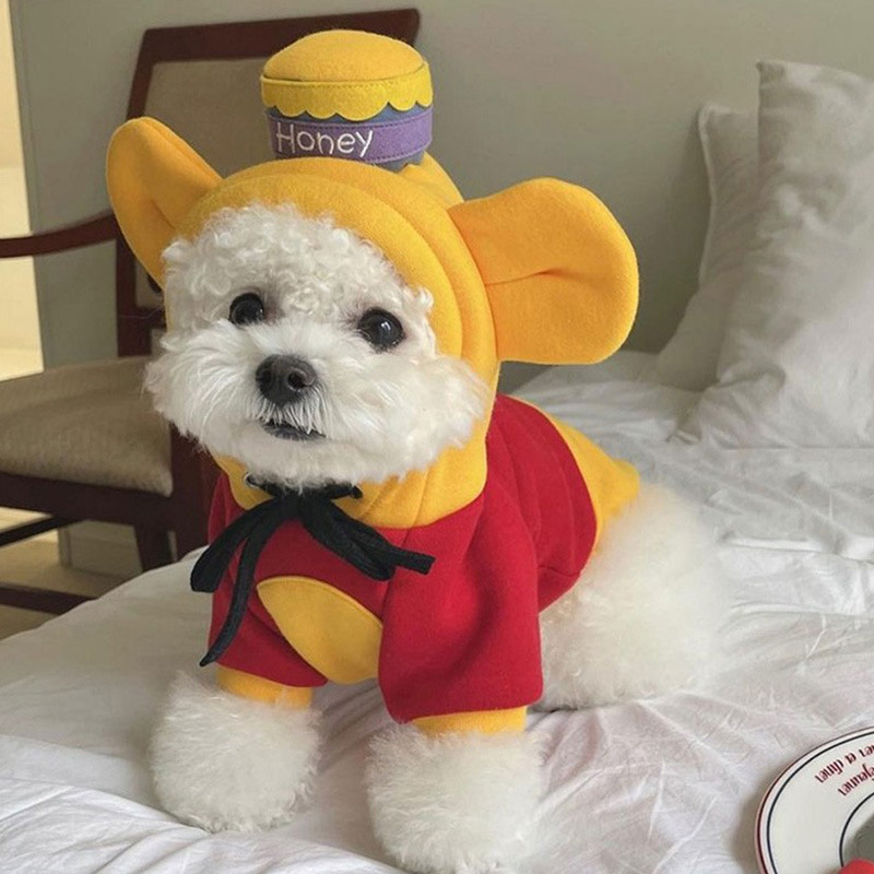 BICHON FRIZE 봄과 가을 포메라니안 운동복 슈나우저 강아지 옷 코기 고양이 작은 테디 애완 동물 강아지 폴리 에스터