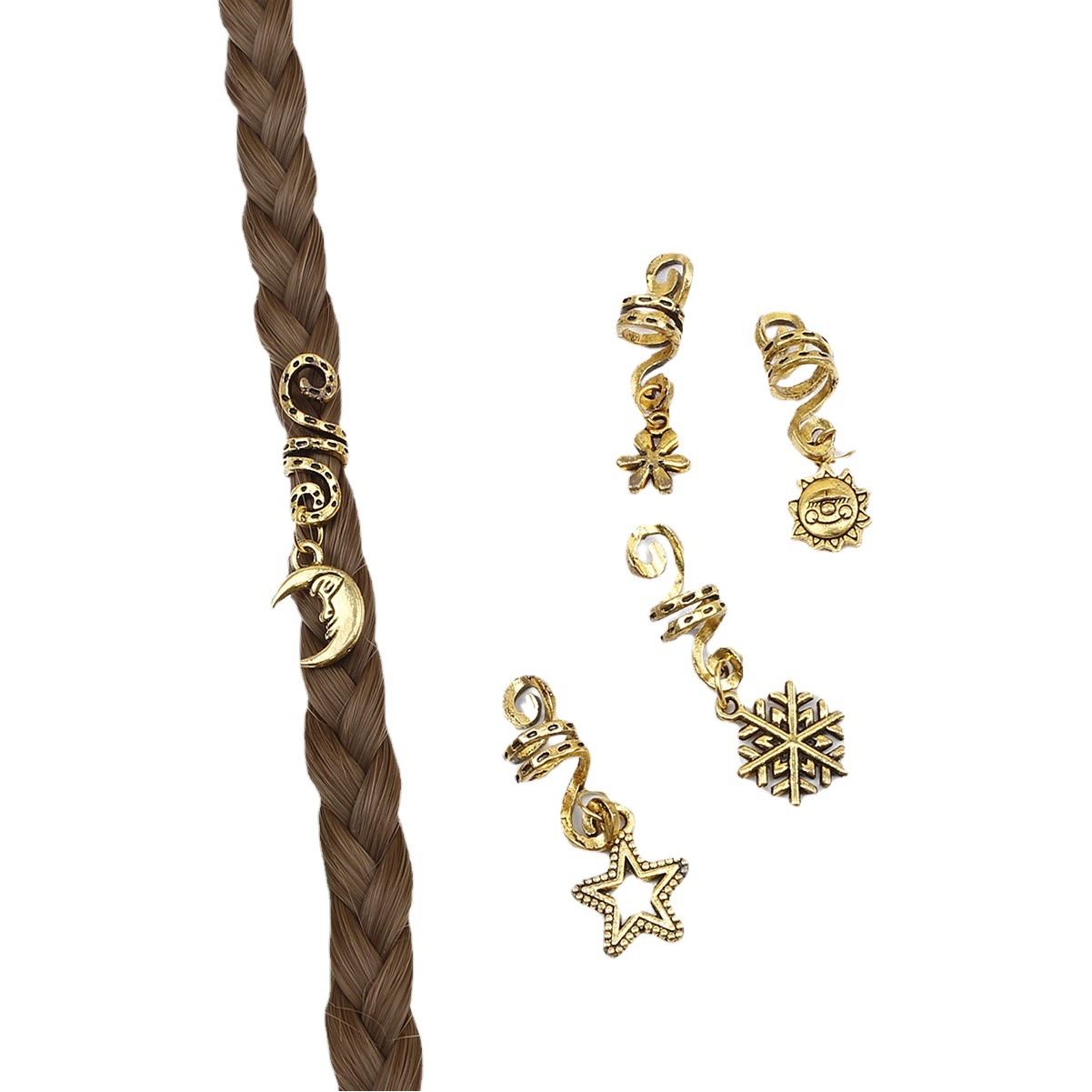 Europa y América sucia trenza hebilla de pelo hip hop aleación espiral accesorios para el cabello colgante de mariposa anillo de pelo de moda chica fresca trenzado accesorios para el cabello anillo de pelo