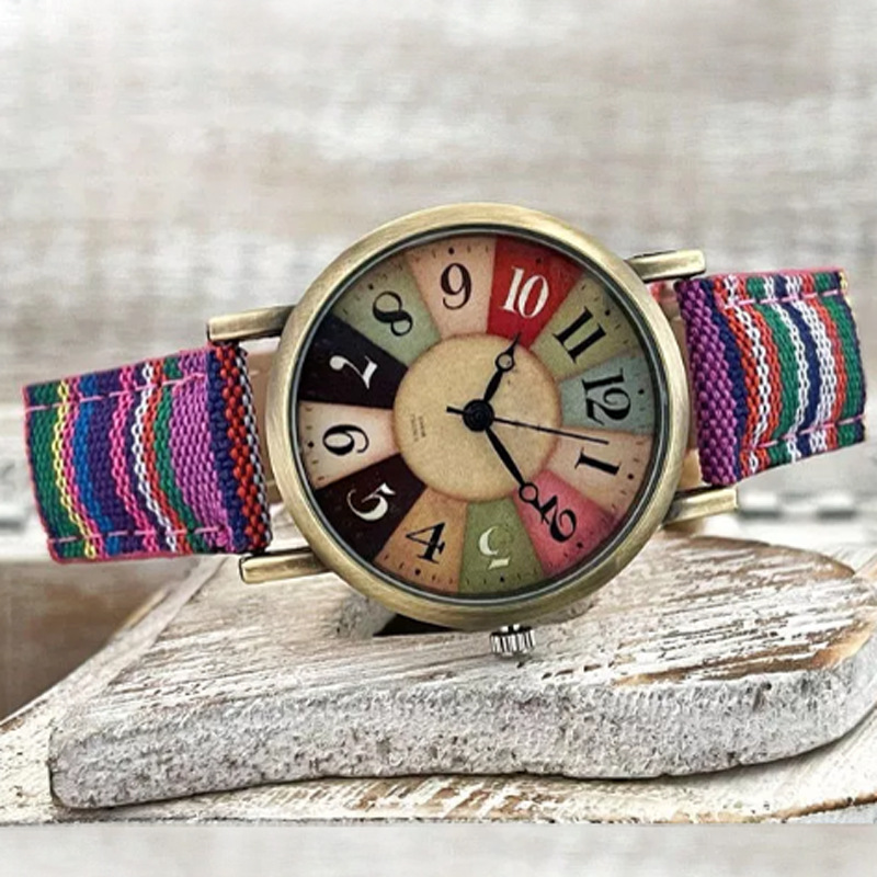 Elegant Bronze Canvas Strap Watch Style 1