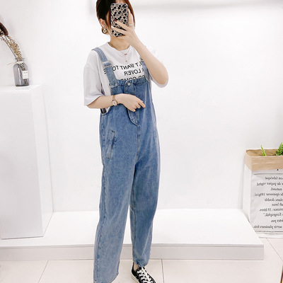 cowboy rompers Straight Jeans Wide leg pants 2021 new pattern Spring Panties Easy Casual pants Straight pants