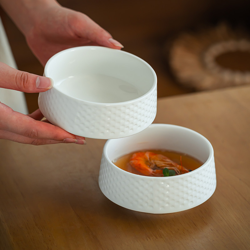 Luz de lujo en relieve texturas de cerámica cuenco de restaurante cuenco de ensalada cuenco de platos de arroz cuenco de sopa de bebida