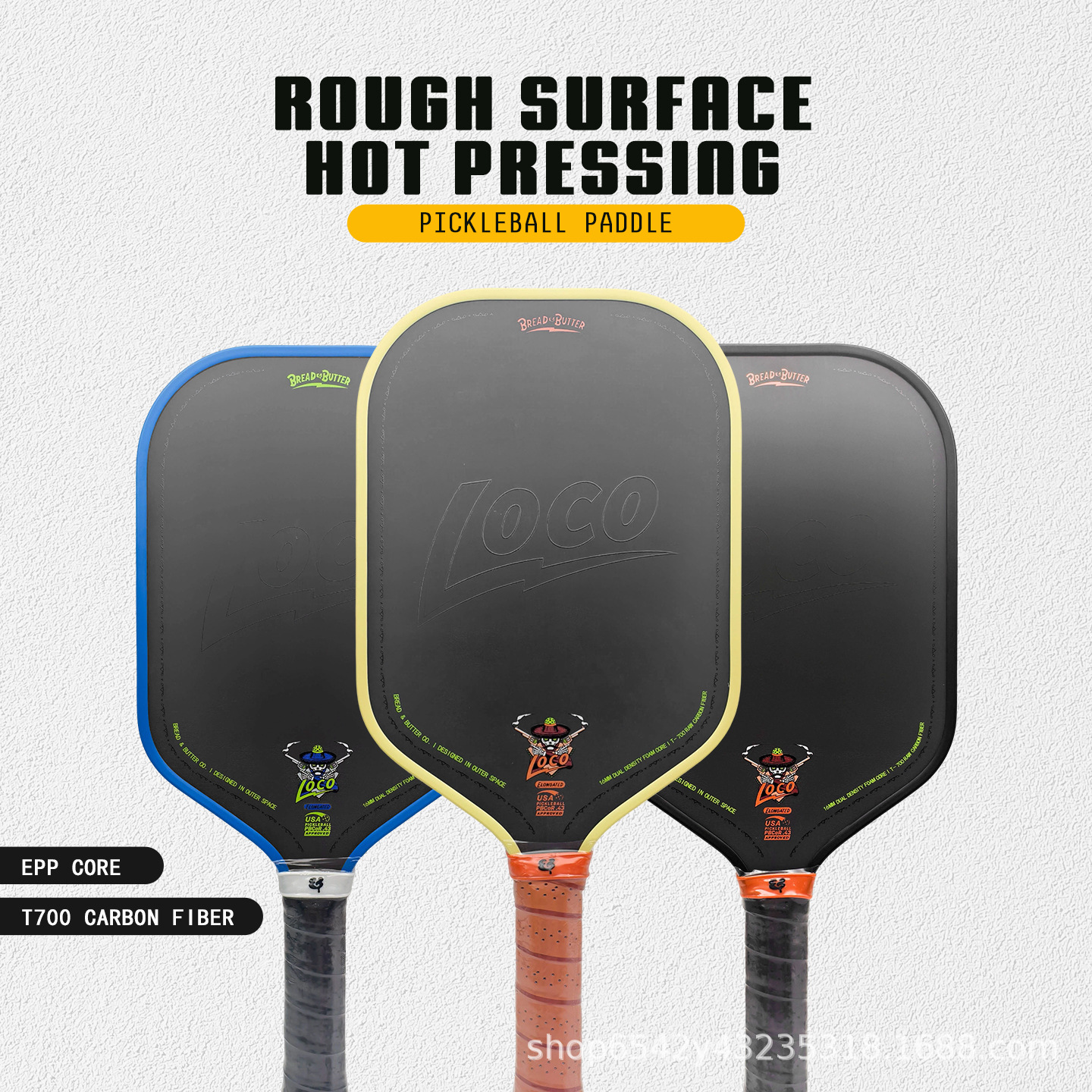 Bread & Butter Toray T700 Carbon Fiber Pickleball Racket with Dual-Density Foam Core, Extended Length, Cross-Border Version