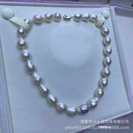 11-13mm天然淡水珍珠糖纸水滴巴洛克项链纯银元宝扣不含图片礼盒