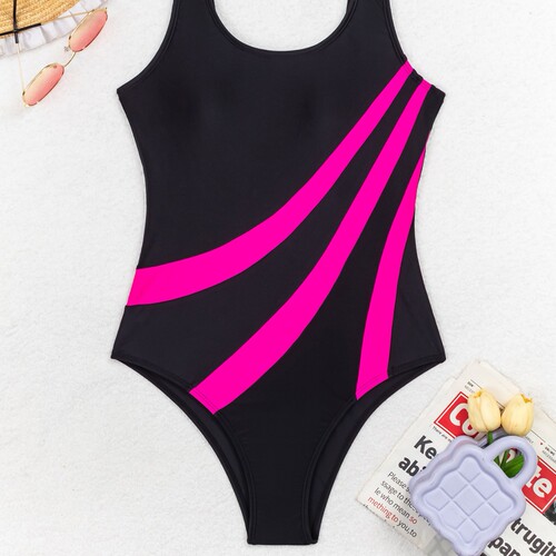 Overseas Warehouse Lady Contrast Bodycon Tight Backless Triangle Swimwear for Sports Competition