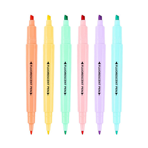 New Year's fluorescent double-headed 6-color set fluorescent marker pen student exam review key marker pen oblique head graffiti