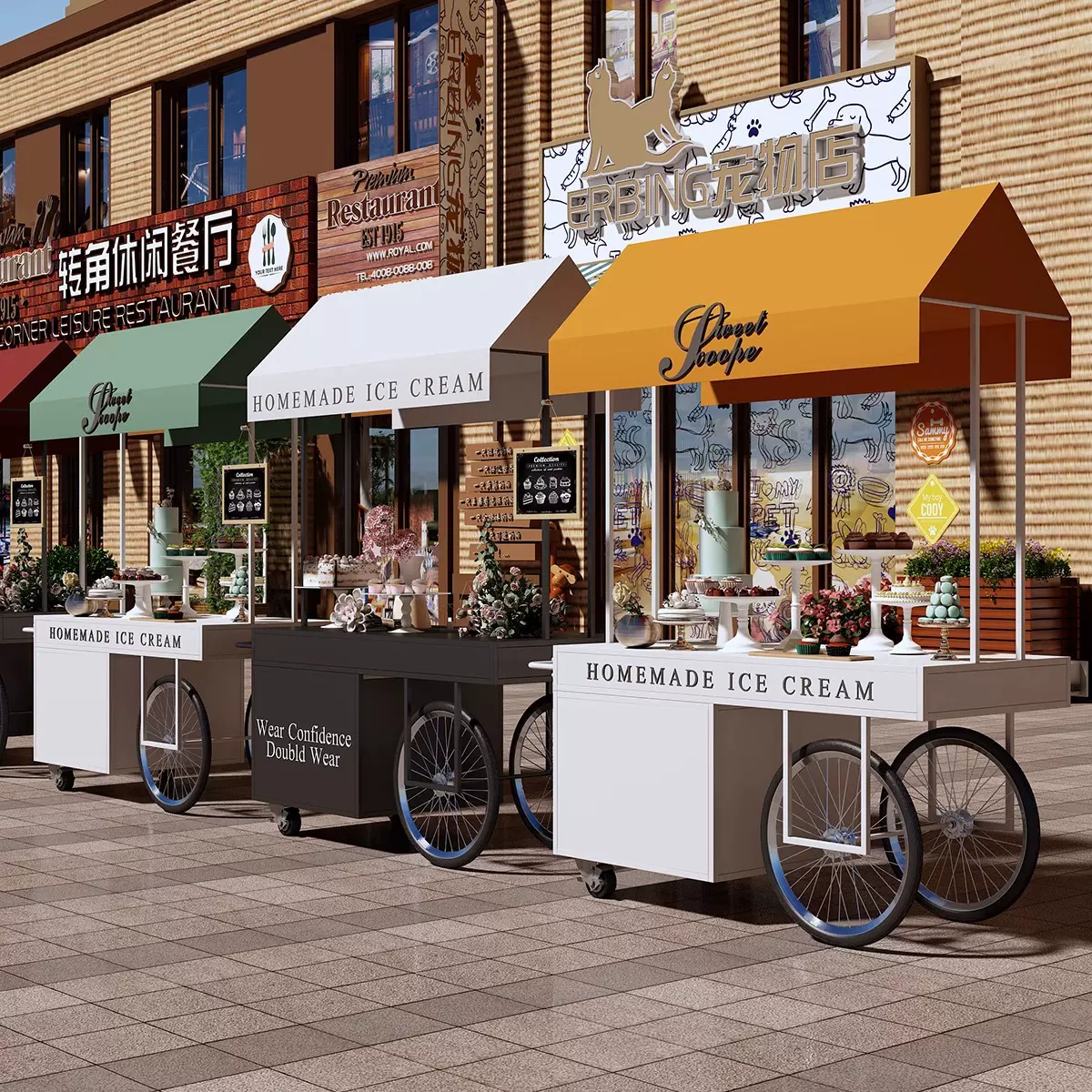 摆摊车多功能夜市可移动餐车网红摆摊推车移动加宽摆摊专用小吃车