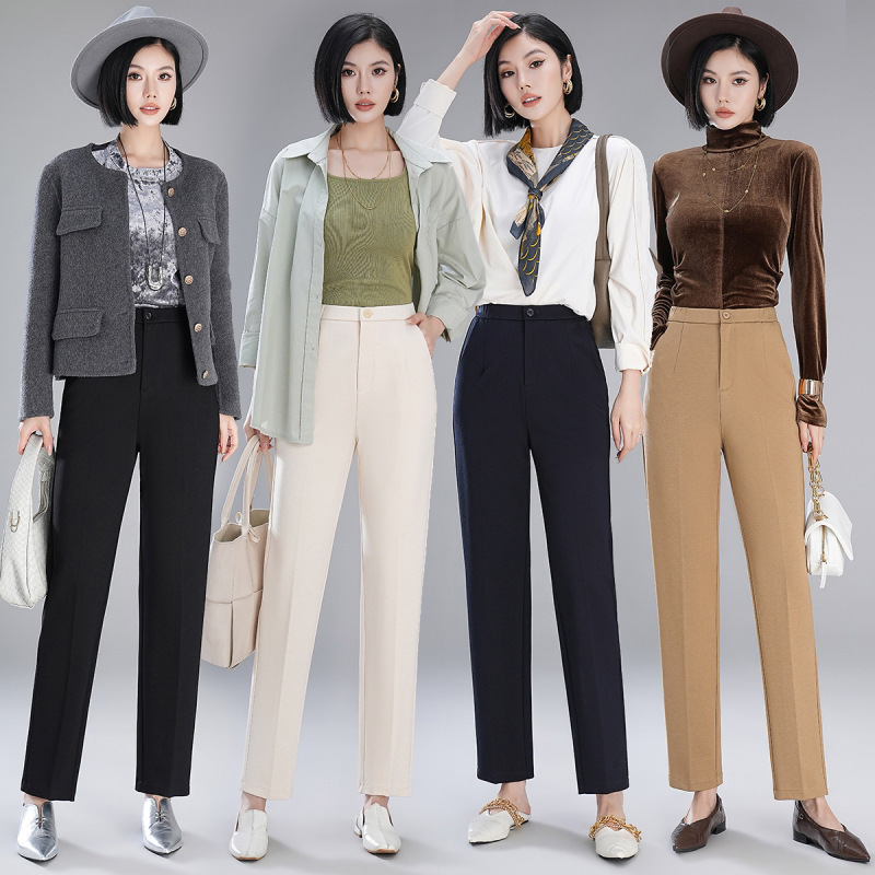 Brand Thickened Narrow Straight Pants Women's Dape Sense High Sense Casual All-match Women's Pants Autumn and Winter Suit Elegant Pants