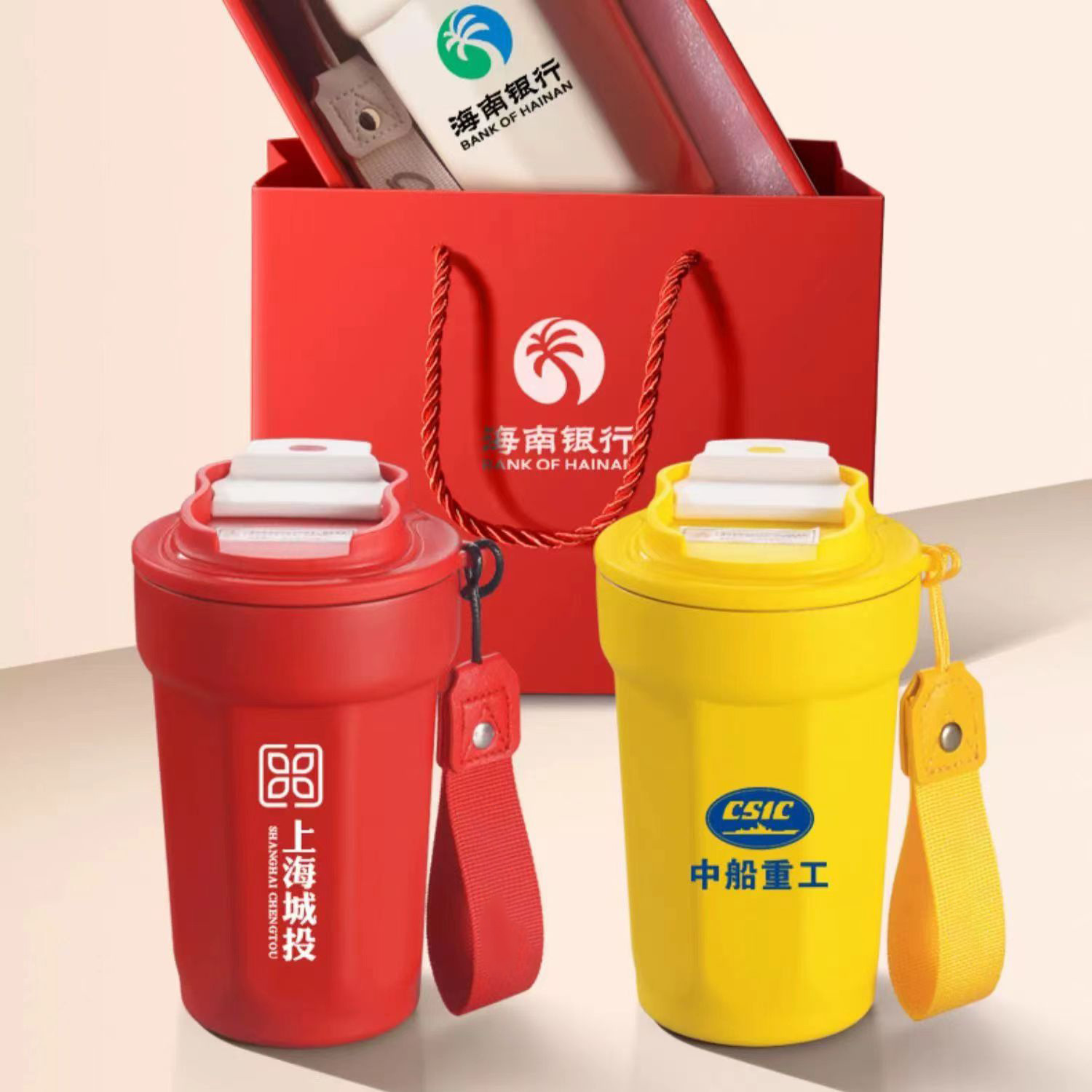Accompanying Gift 316 Thermos Stainless Steel Coffee Cup with Lanyard Gift Custom Printed logo Engraved Octagonal Water Cup