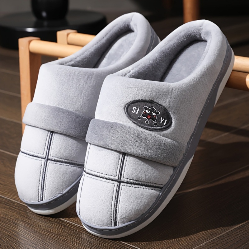 Temu Export Autum New Men's Slippers Men's Plush Warm Soft Fur Memory Foam Slippers
