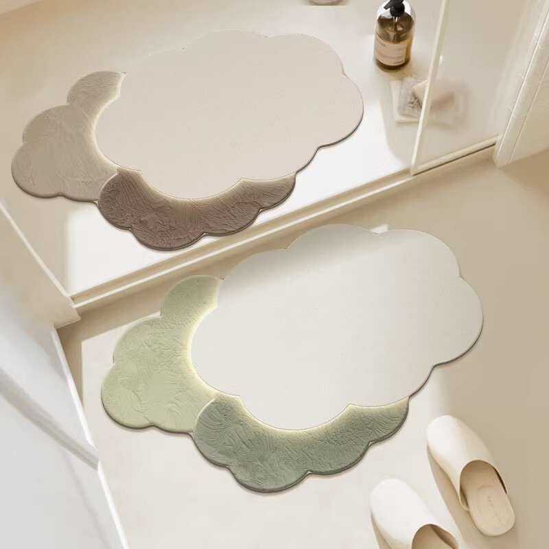 Modern Minimalist Light Strip Effect Luminous Irregular-Shaped Floor Mat Quick-Drying Bathroom Foot Mat Diatomaceous Earth Dirt-Resistant Mat