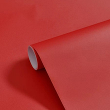 加厚大红色墙纸纯色自粘卧室防水卧室婚房酒店用贴壁纸素色中国红