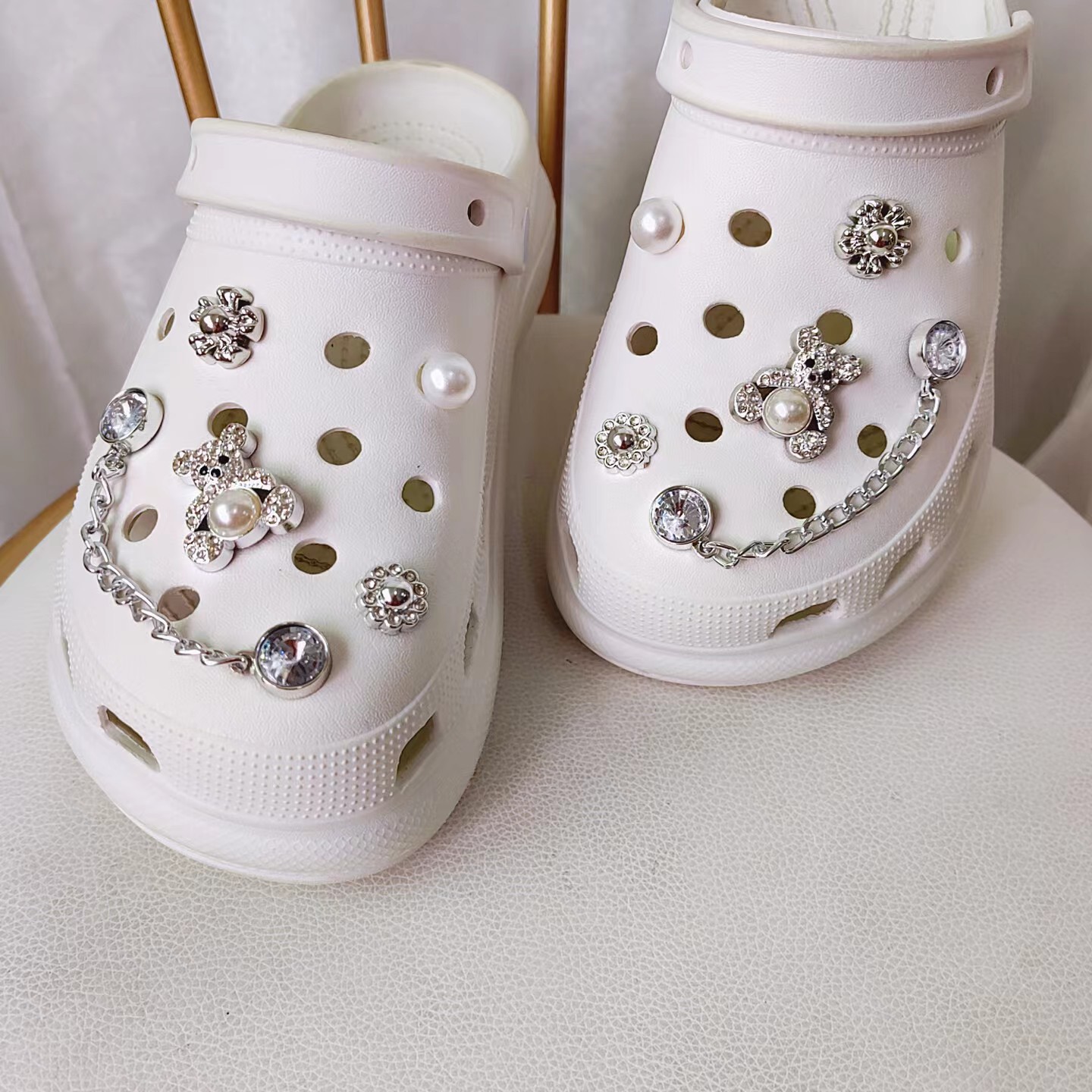 30g Weight Slippers Suitable For Shoe Type Shoe Buckle Shoe Accessories Type 1 Set Quantity Daily Occasion PP Material Bear, Flower Pattern Winter, Summer, Spring Season Women's Gender Bear Flower Shoe Accessories PP Slippers Winter Summer Spring Shoe Buckle 9
