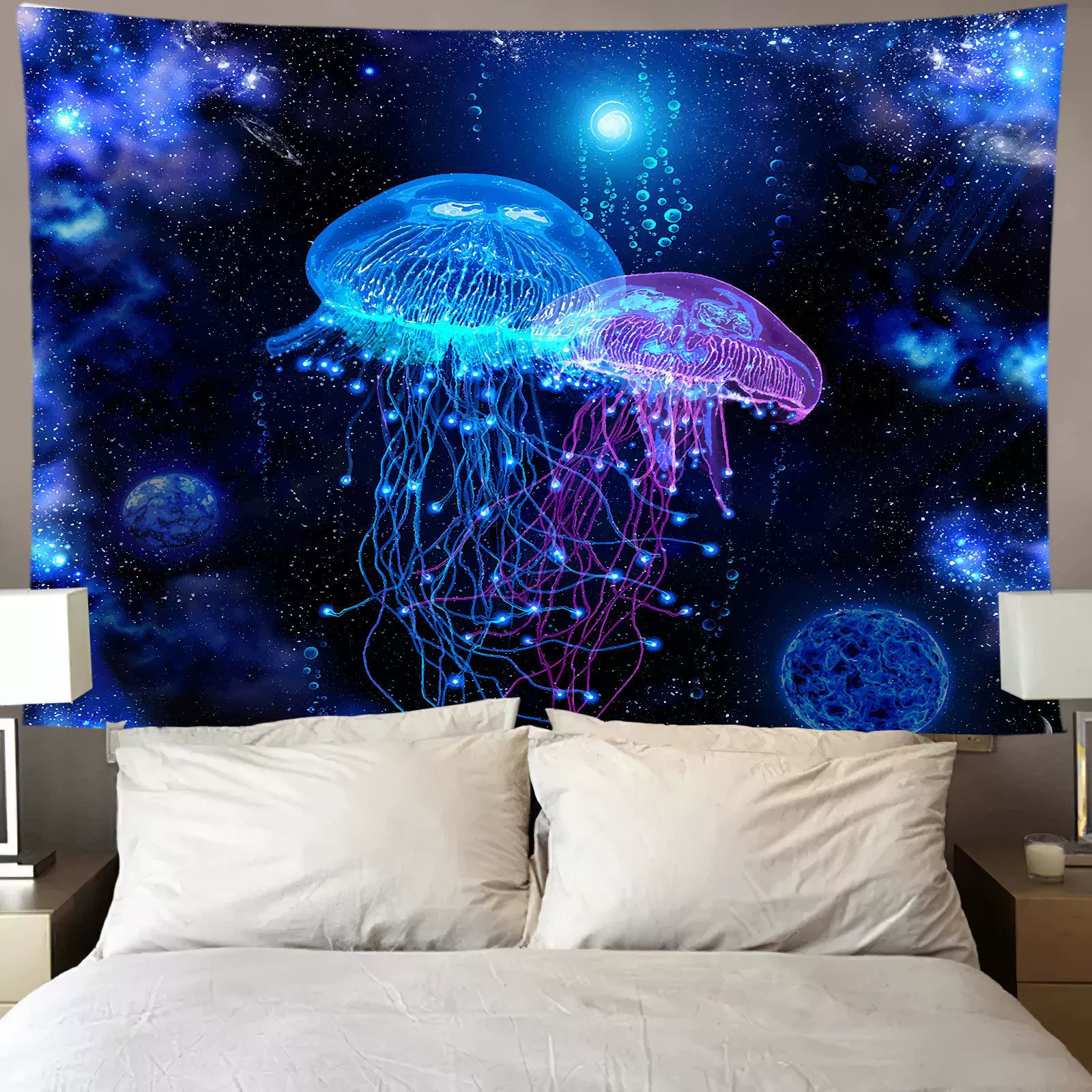 2021 Вьет Jellyfish Панно Домашнее украшение Европейская и американская висячая ткань психоделический фоновый текстиль настенный стиль