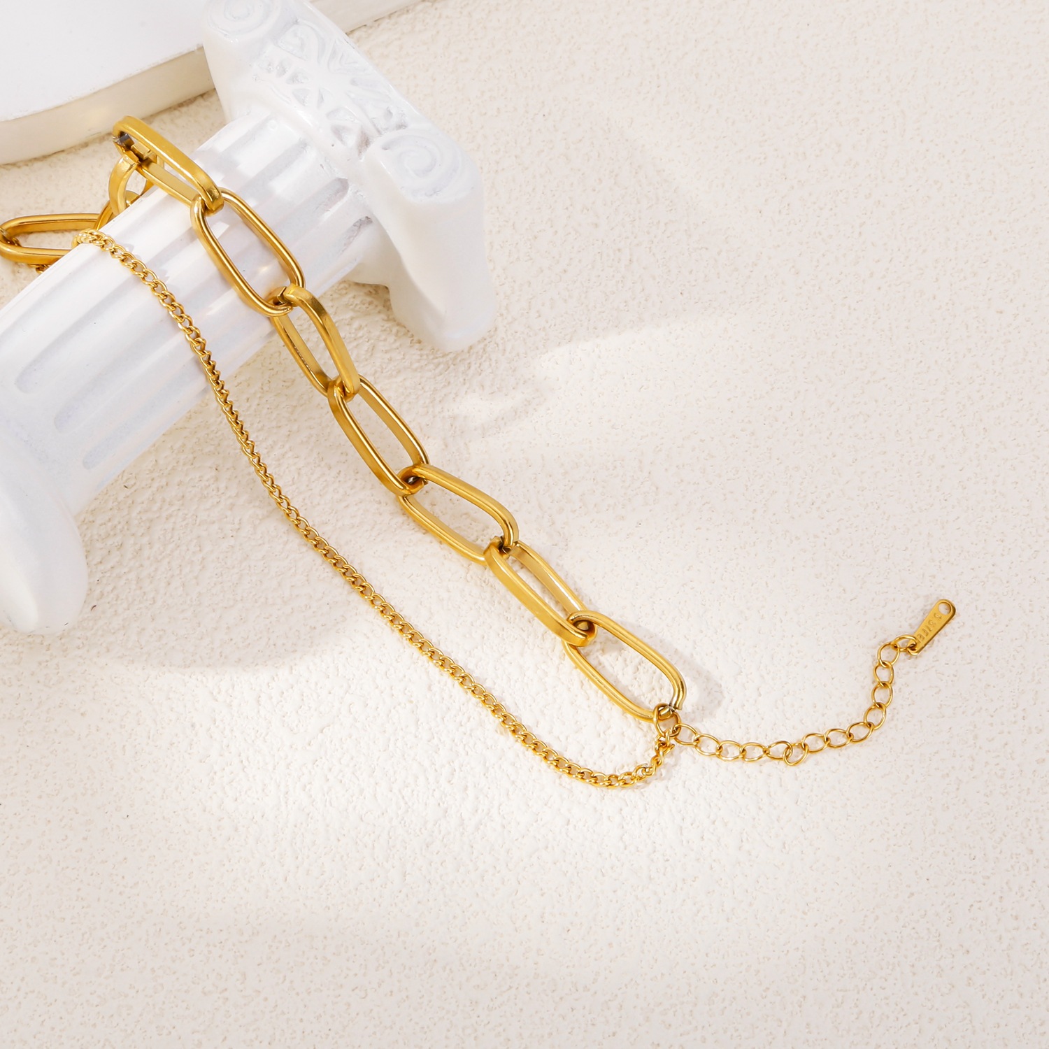 Streetwear Style Real Gold Plated Geometric 316 Stainless Steel Streetwear Waterproof Non Tarnish 316 Stainless Steel Chain Bracelet