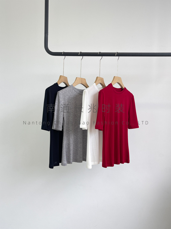 【クリーミーマッスル感】チャオソフト ウール リヨセル混 Tシャツ クラウド シルキー ラウンドネック 肌に優しい 半袖 レディース 夏秋|undefined