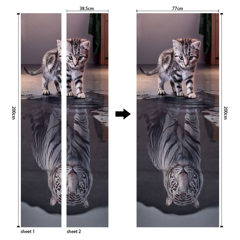 Pegatinas para puertas 3D respetuosas con el medio ambiente, autoadhesivos, fabricantes de origen al por mayor, patrones populares transfronterizos de alta definición, adhesivos para puertas impermeables, a prueba de aceite y antiincrustantes