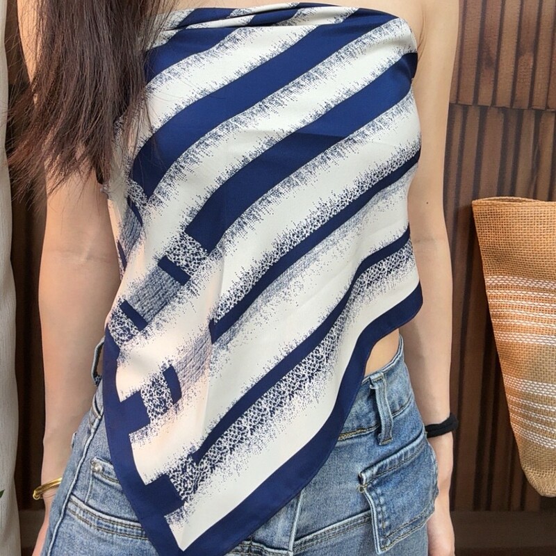 潮流新款夏季百搭系腰防晒包头披肩纹绸凉感135*85cm时尚大三角巾|undefined