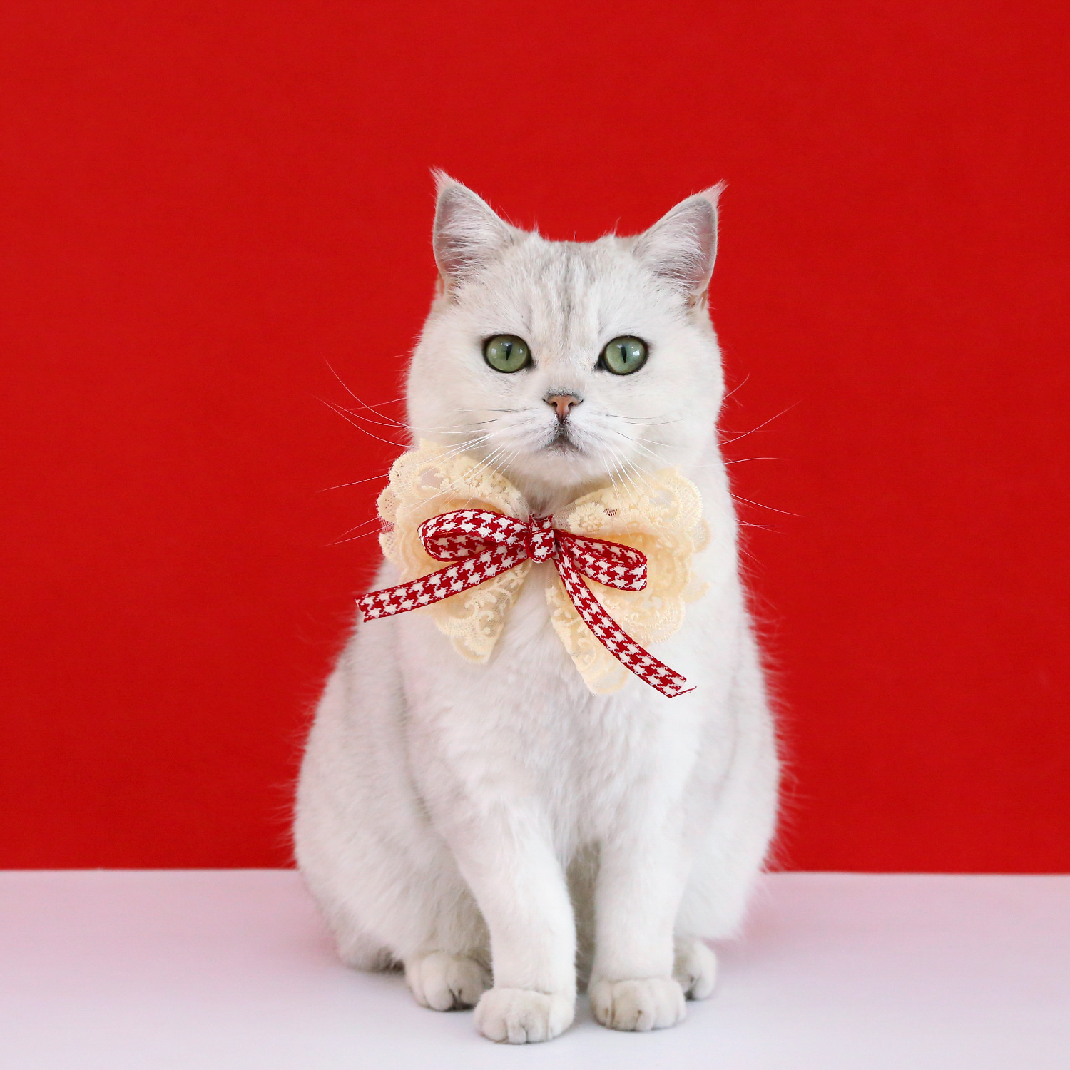 Arco de terciopelo, collar de mascotas, cumpleaños, Año Nuevo, corbata de perlas, princesa, gatito, cachorro, bib