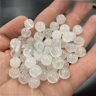 DIY Jewelry Accessories 10mm White Gold Silk Jade Pumpkin Beads Loose Beads Carved Lotus Beads Round Beads Loose Batch