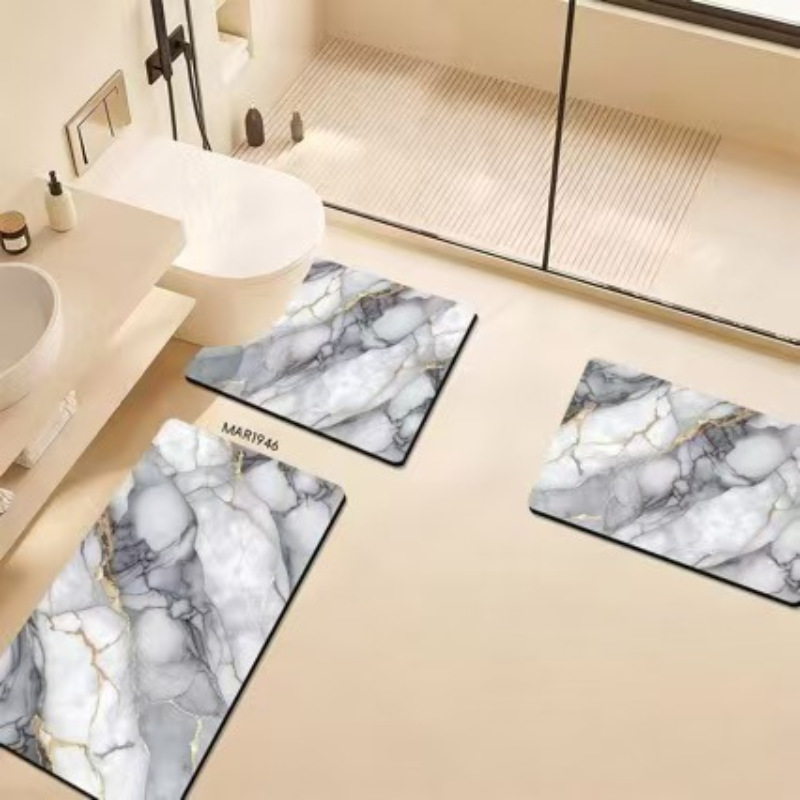 Alfombra de barro de diatomeas simple, alfombrilla de baño de secado rápido absorbente de agua especial, alfombrilla de baño de tres piezas antideslizante y resistente a la suciedad