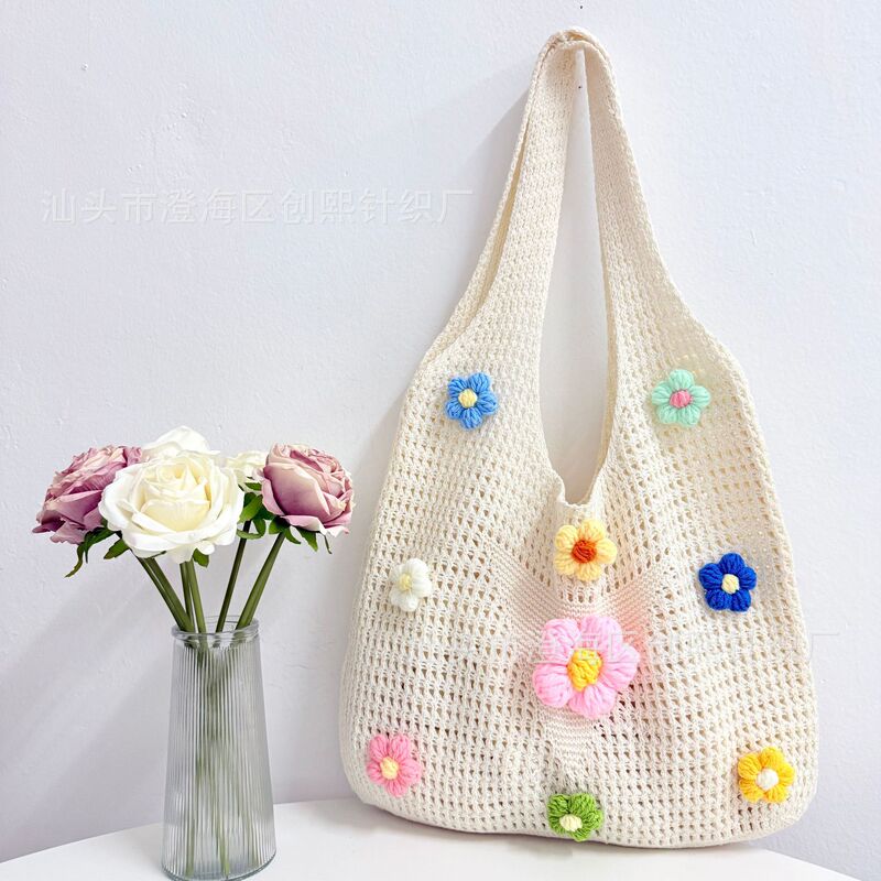 2025 New Knitted Bag Woven Bag Shoulder Bag Thailand Vacation Women's Bag Seaside Bohemian Style Bag Women's Bag