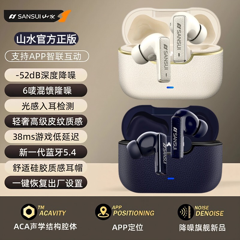 Shanshui Bluetooth ヘッドセット インイヤー アクティブ ノイズ リダクション W28 新しい APP ポジショニング 光感知インイヤー検出 超長バッテリー寿命|undefined
