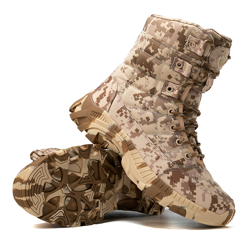Ventas directas de fábrica Botas de combate Botas de camuflaje al aire libre para hombres Botas de montaña altas Botas tácticas para hombres Botas de entrenamiento de senderismo para hombres