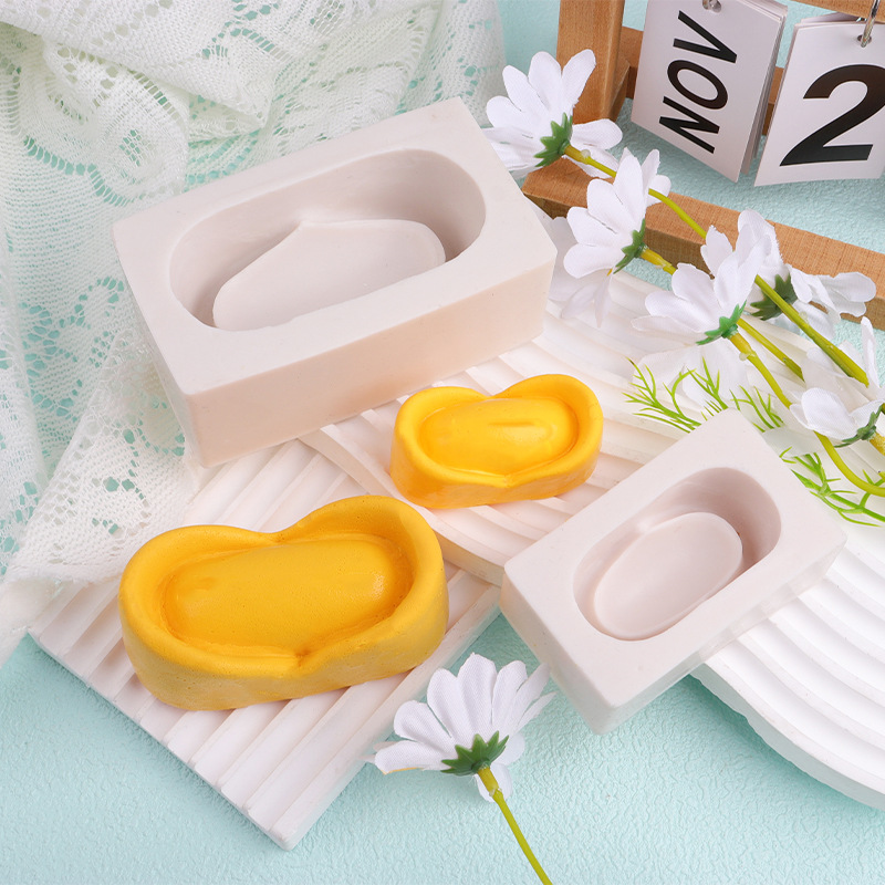 Zhaocai Jinbao oro diez mil dos pasteles de arroz molde de silicona molde de flores molde de masa Yuanbao decoración de pastel de chocolate