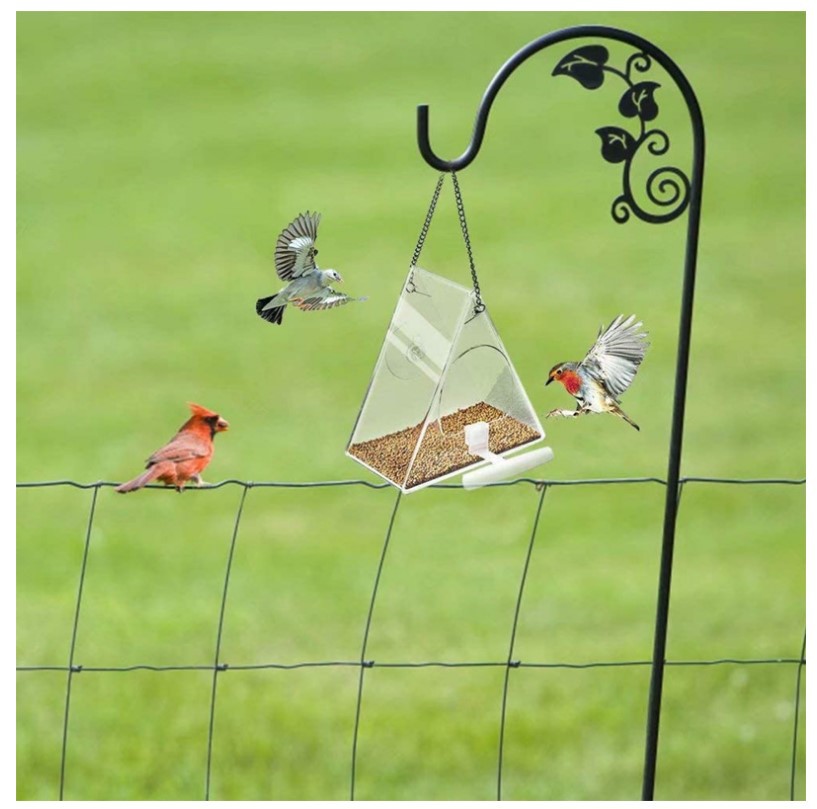 Creative acrylic bird cage transparent triangular acrylic pet box bird feeder Amazon bird feeder 3