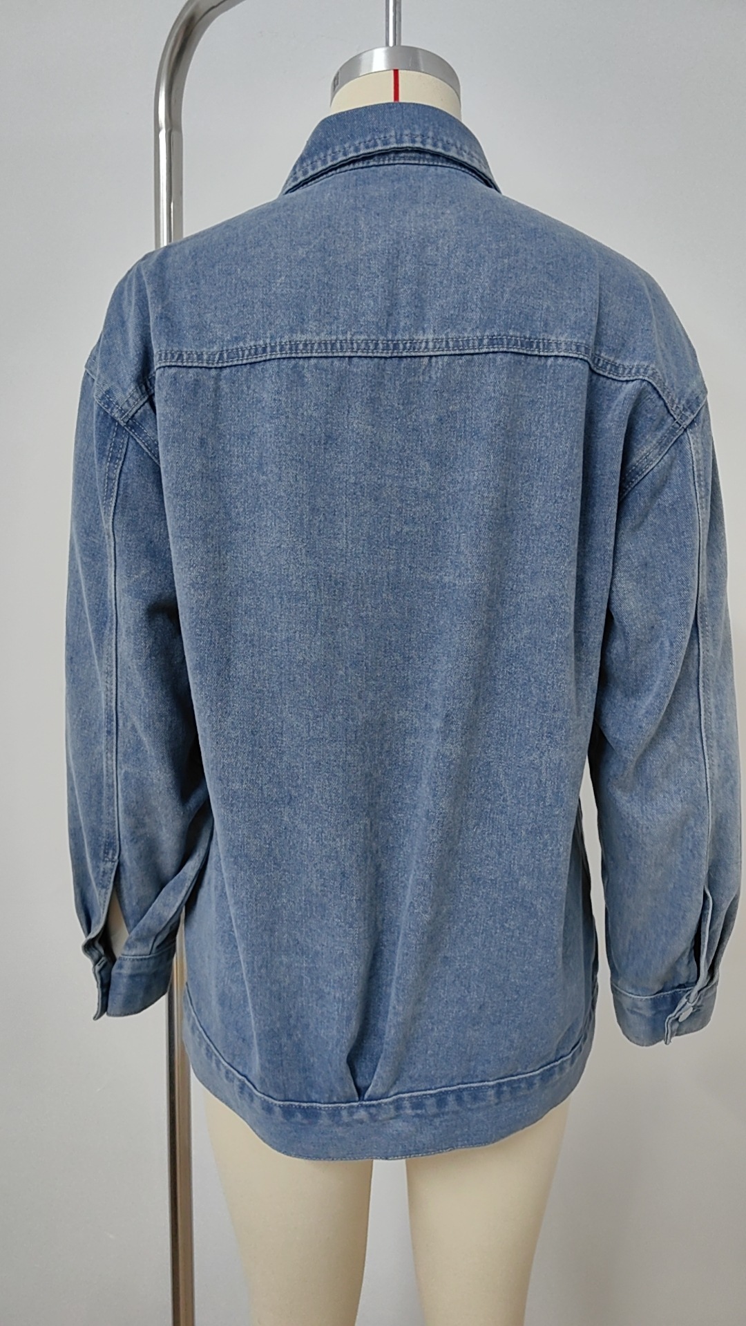 805g Weight Denim Jacket Outerwear Type Long Sleeve Sleeve Length Single Breasted Placket Type Denim Fabric Type Long Top Length Casual Occasion Turndown, Hooded Neckline Loose Fit Type Color Block Pattern Spring, Autumn Season Women's Gender Streetwear Style Women's Streetwear Color Block Single Breasted Denim Jacket 17