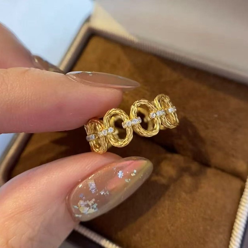 スターリングシルバー s925 リング、ダイヤモンドリング、シンプル、ファッショナブル、通勤気質、軽い高級感、ニッチジュエリー|undefined
