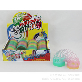 Children's foreign trade plastic toys/display box 6.4*6CM12 luminous rainbow ring/early education intelligence small toys