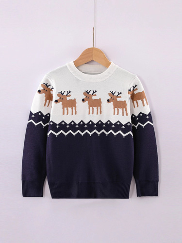 Children's Knit Sweater 2025 New Autumn/Winter Boys' Thick Christmas Reindeer Base Shirt for Girls Cross-border Children's Clothing