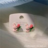 Cute summer fresh retro small design advanced earrings with bow, simple and elegant design, flowered, trend of season