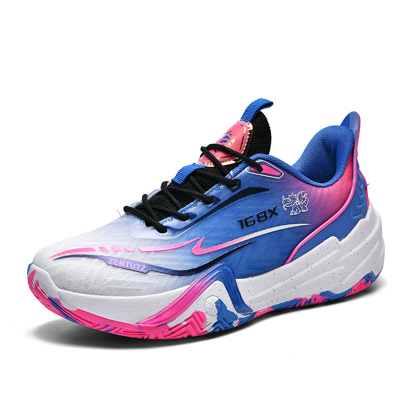 Primavera de moda nuevo tipo de zapatos de baloncesto Duan Duan para hombres mallas respirables zapatos de alta altura antideslizantes fricción sonido