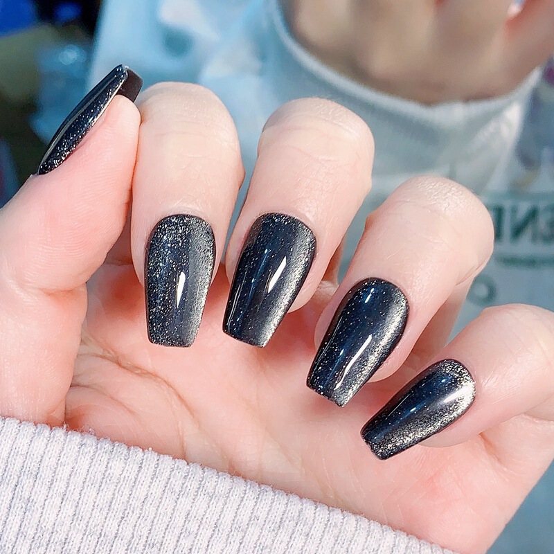 【Handmade Real Shot】Handmade Wearable Nail Tips Ins Short Style Cat Eye Nail Art Patch Finished Nails Starry Sky
