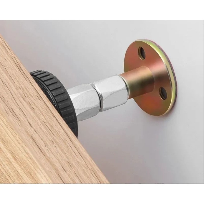 Adjustable headboard anti-squeak fixing device stabilizes and prevents bed noise, vibration, and swaying; reinforces the headboard and wall for impact protection.