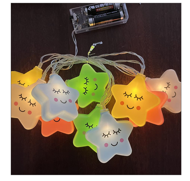 LED Star & Cloud String Lights – Battery/USB/Plug-in Hanging Decor For Bedroom, Camping, Parties (IP43, 10/20/40 LEDs, 2700K Warm White)_voghion.com