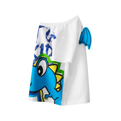 Blue Boat Brand Children's Clothing Wholesale Children's Short Sleeve T-Shirt Summer Boys' Clothes Cartoon Dinosaur One Piece Exclusive Sales 