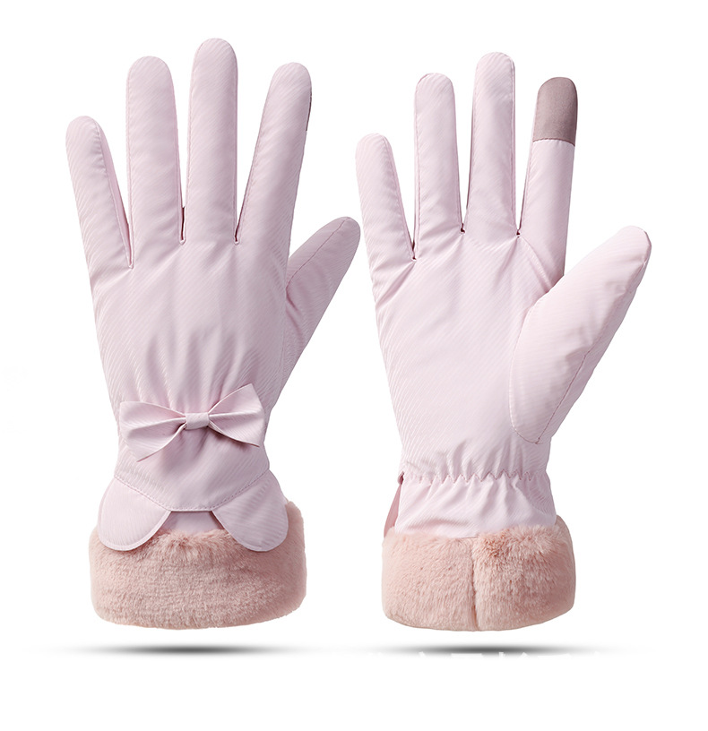 Neue warme Samthandschuhe in Macaron-Farbe für Herbst und Winter, wasserdicht und niedlich im Stil der Elektrofahrrad-Fahrradhandschuhe mit Touchscreen_voghion.com