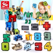 新乐新数字变形机器人金刚字母变形拼装合体积木儿童益智玩具礼物