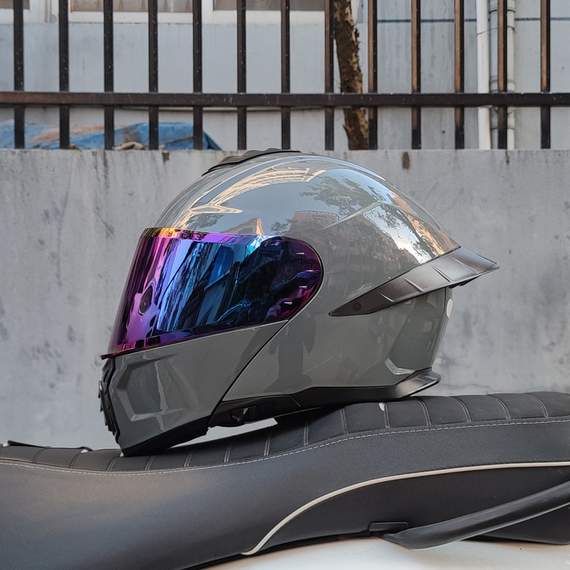 Casco de Motocicleta Orz con Certificación DOT para Hombre y Mujer, Casco Abierto con Visera Doble, Spoiler de Invierno, Cobertura Media, Azul para Todas las Estaciones.