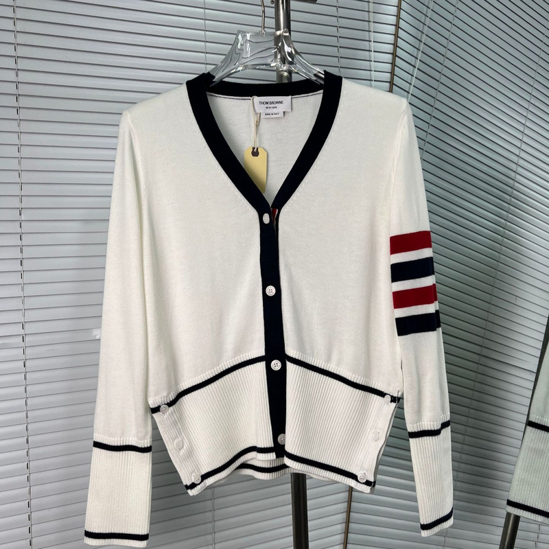 Factory Direct High-Quality Spring and Autumn Four-Stripe Color Striped Long-Sleeve Women's Knitted Wool Coat
